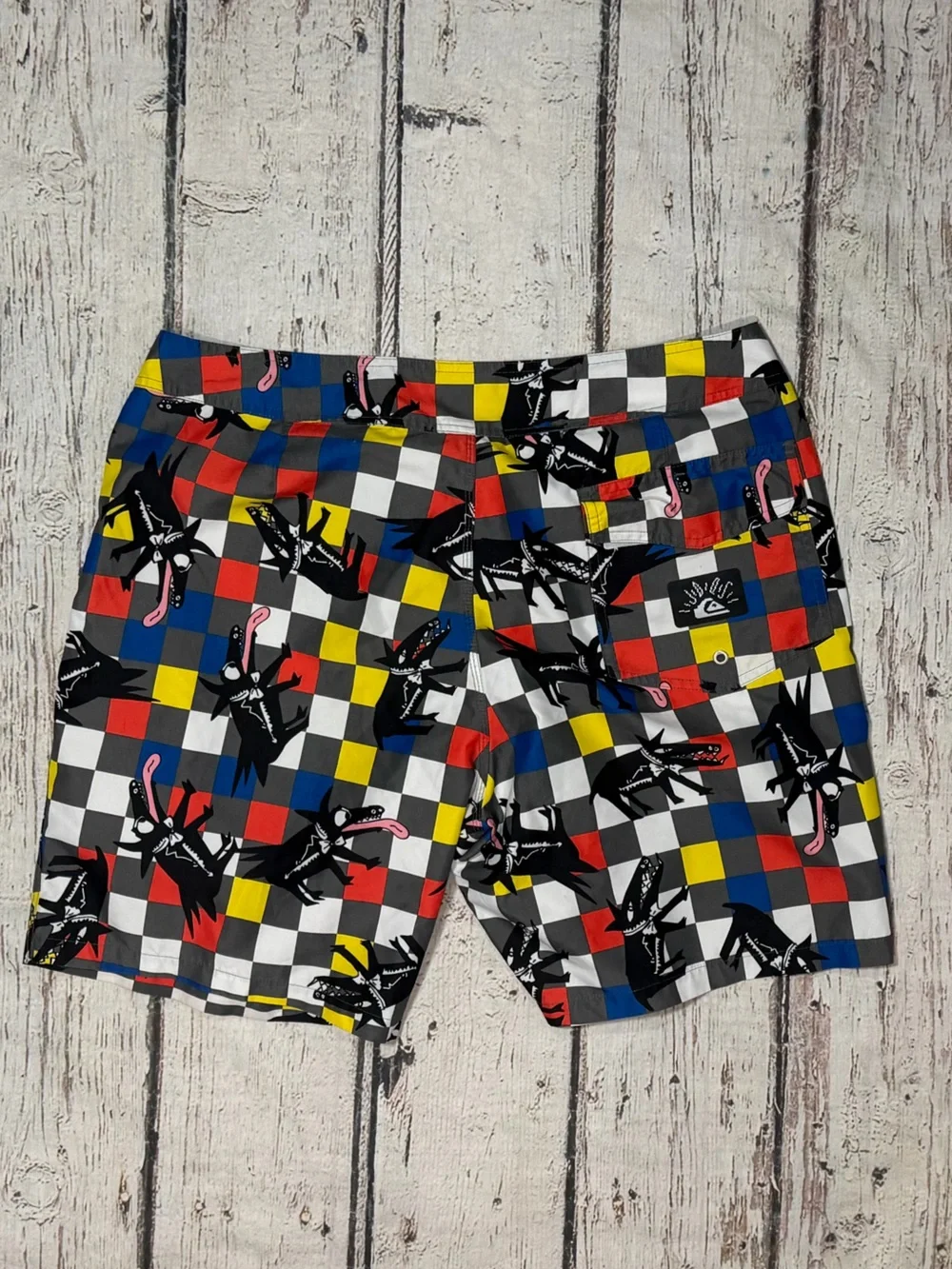 QUIKSILVER Julien David Swim Trunks Bathing Suit Dog Design Men's